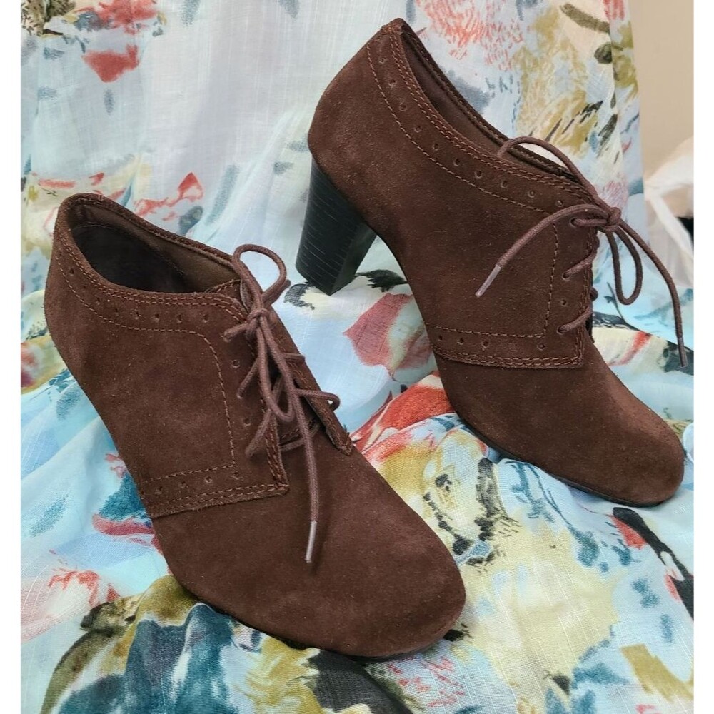 Clarks Bendables Brown Suede Leather Lace Up Ankle Boots Womens Size 8 W 63054